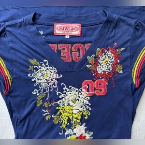 JWLA Johnny Was Vintage Y2K Embroidered Cotton Tunic/ Mini Dress, Size Small